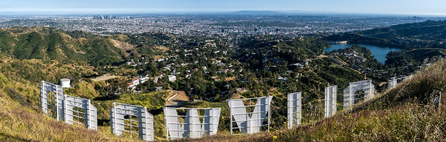 Hollywood sign from the back overlooking the hills